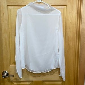 urban outfitters white sheer long sleeve top lined